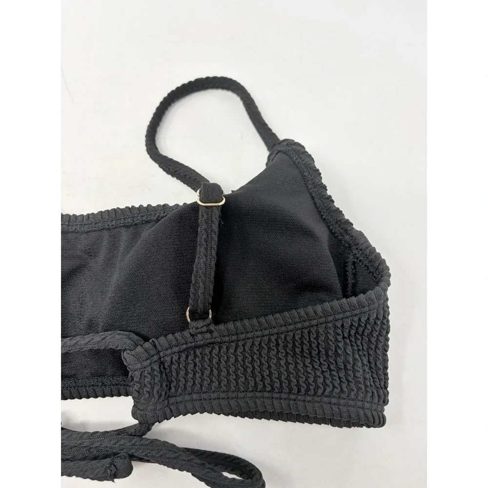 Salt + Cove Juniors Size Small Ribbed Scoop-Neck Bralette Bikini Top Black 411